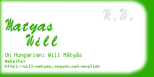 matyas will business card